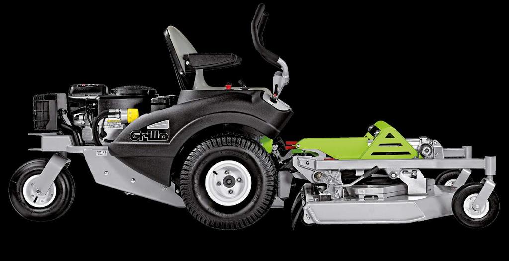 The transmission is hydrostatic with integrated motors and pumps, and a speed range of 0 to 12 km/h.