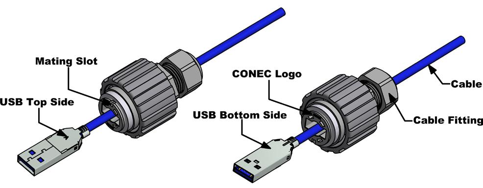 0 Type A Plug Housing Step 1: Position the USB3.0 Type A plug top side towards the mating slot of the USB3.