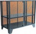 Model MF Shelf lips down (flush) - see options. Powder coated gray finish (see options). Overall height - 54".