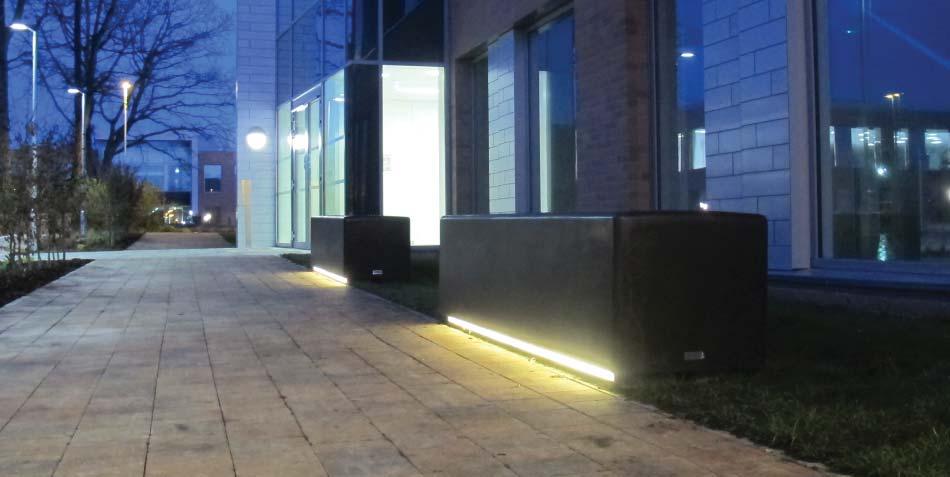LED LIGHTING FOR BLYTH RANGE Low level recessed bench lighting When Blyth concrete benches are installed directly onto the paving and the ground level recess is clearly visible, this offers the