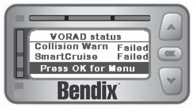 Note: When the system is in a failed state, the system will not alert and the Bendix SmartCruise adaptive cruise control will not function (if enabled).