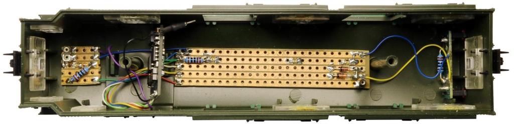 4316 Baggage Car LED Lighting I added Vero board lighting strips as shown above.