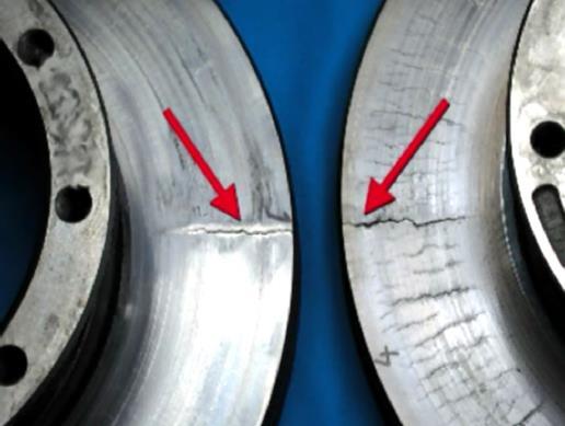 Large cracks creating a split in the rotor are not acceptable and require rotor replacement. Heavy heat checks have width and depth.