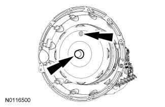 NOTICE: Prior to installation of the transmission, lubricate the torque converter pilot hub or damage to the torque converter or the engine crankshaft can occur.