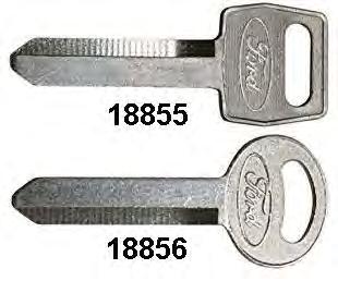 1973,77,81-91-UP Ford Key Blanks 5-Cut Nickel plated brass *Molded plastic head Ref Application 18860 H75 1996-99 Taurus,