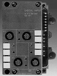 Each of the plugs is connected to two inputs. Diodes on the top of the basis module indicate the voltage supplied, bus errors (BF), operating mode of the unit and 5V supply.