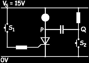 The voltage at P rises quickly to +12V. Similarly, when S 2 is released, current flows through the pull-up resistor R 2, returning the voltage at Q to +12V.