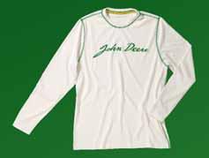 embroidered John Deere details on the back. Edges are accented with green yarn.