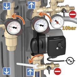 Leave the external pump running on the system for a few minutes to ensure correct flushing.