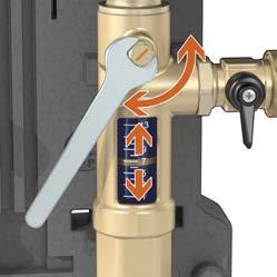 using the external filling pump applied to the safety unit fill/drain cock.