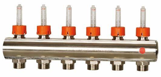 Collectors with built-in shut-off and balancing valves used mainly for radiant panel systems.