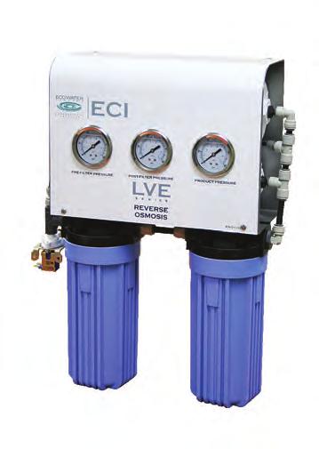 Reverse Osmosis Systems Section 8 Reverse Osmosis Systems LVE Series 250 to 500 GPD Better = Compact design - Wall mounted. = Pretreatment lockout - Disables RO production during regeneration.