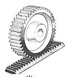 Rack and Pinion Rotary motion to linear motion As pinion rotates, gear teeth mesh