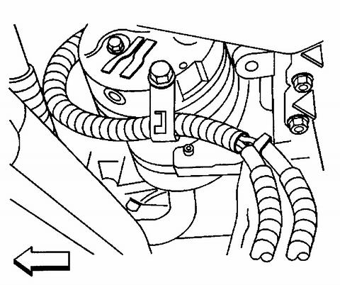 36. Connect the wiring harness electrical connectors to the following components ^ The knock sensor #2, located behind the right exhaust manifold ^ The oil pressure sensor (2) ^ The VSS (3) 37.