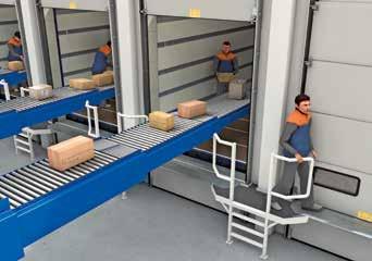 Advantages through the dual use of the loading bay: Lower investment costs for e.g. conveyor belts, loading bays Lower manpower costs due to fewer loading bays More efficient loading bay utilisation through dual use Vans are loaded at floor level.