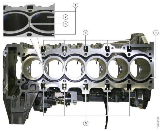 Fig. 4: Identifying Crankcase With Web Cooling Components - N55 Courtesy of BMW OF NORTH AMERICA, INC.