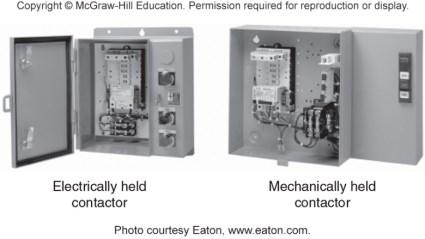 Definite-purpose Contactors Figure 6-6 Electrically and mechanically held lighting contactors Mounted in enclosures Figure 6-7 Mechanically held lighting