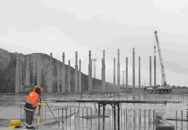 (see pictures). Concrete pillars of the building are being manufactured and erected according to the schedule. Foundations of technological caissons are being built.