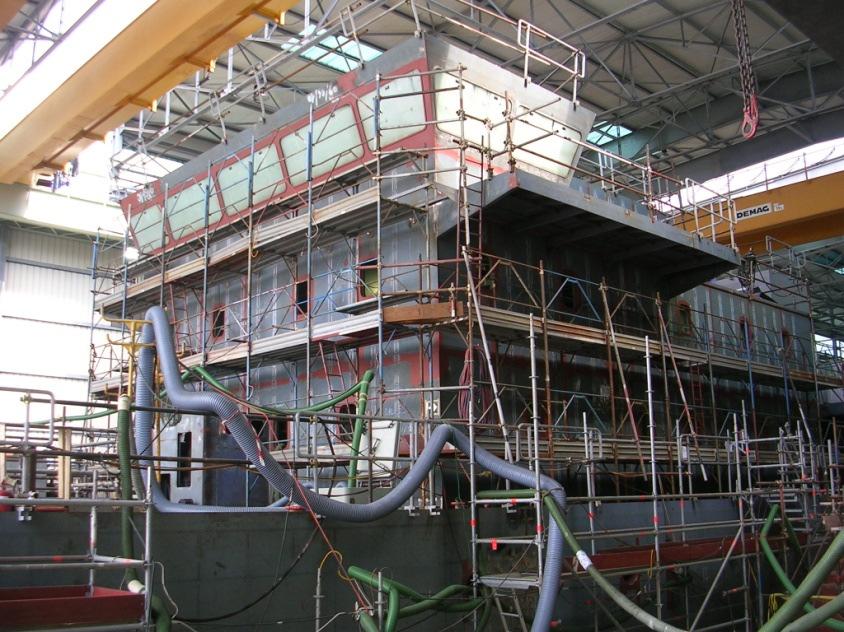 Page 3 Italy The Fincantieri Company has almost completed (by 98%) the assembly of the hull of the ship for SNF and RW transportation (see pictures). Mounting of equipment is done by 72%.