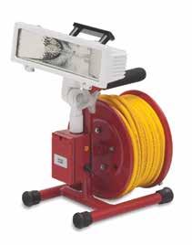 carried to the fire ground or work site. The Cord Reel Light allows the scene to be illuminated while providing a receptacle for additional tools or lights.
