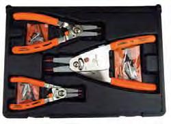 QUICK SWITCH RETAINING RING PLIERS SET Contains one each of the 1421 and 1434 models along with 5 pairs of color-coded, interchangeable tips and hex key for each