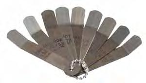 026 Blades have 1 45 offset for checking valve clearances 316A 16 OFFSET BLADE TAPPET FEELER GAUGE 4 LONG Contains: Sixteen - 4 x 1/2 blades with thicknesses.005,.006,.007,.008,.009,.010,.011,.012,.