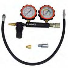 TU-8A QUICK COMPRESSION TESTER Tests compression on domestic and foreign cars and trucks with gasoline engines Adapters included: 14mm; 18mm short solid adapter, 14mm; 18mm long flex adapter, and