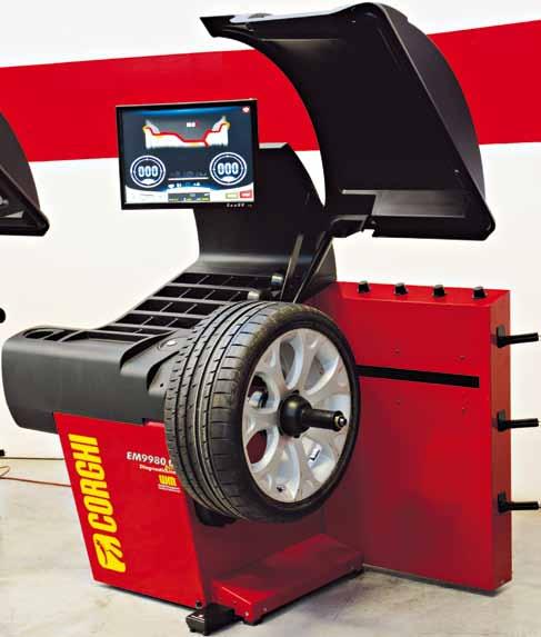EM 9980C Plus WHEEL BALANCERS Wheel balancer with touchscreen monitor, for cars and light weight trucks Space-saving wheel casing (patent pending).