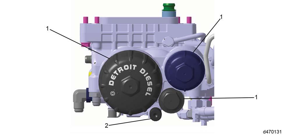1. Fuel filter cap O-rings 2. Priming pump sealing washer Figure 6.