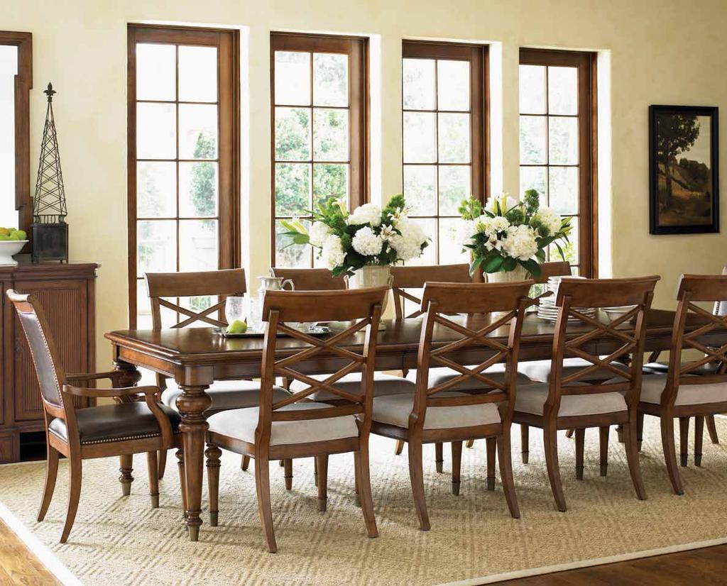 Dining Room The turned and tapered legs on the Grayson dining table offer a graceful way to entertain up to ten guests.