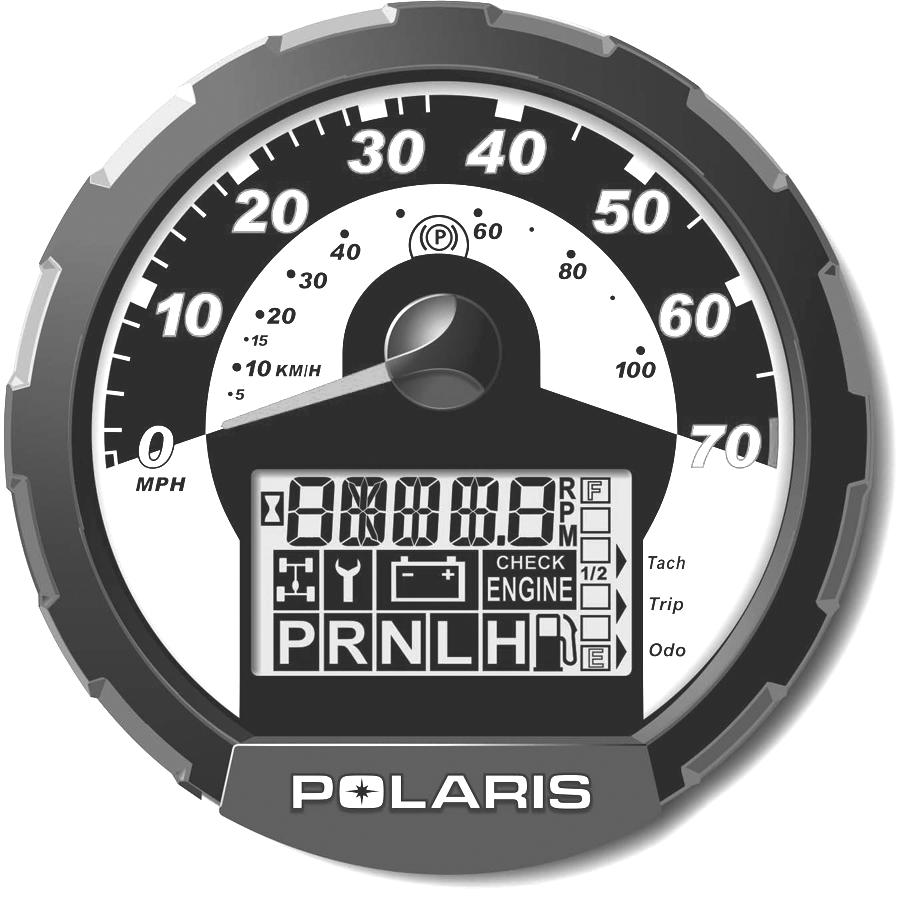 FEATURES AND CONTROLS Instrument Cluster The instrument cluster measures distance traveled by the vehicle, as well as time, hours of operation and engine RPM.