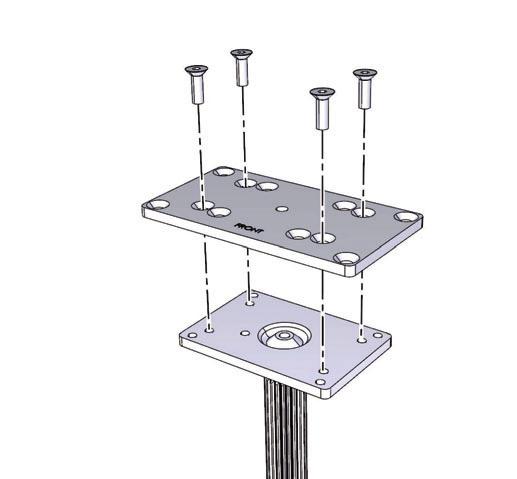 Fit the adapter plate to the seat lift plate. Use M8x25 bolts, Locking Coating DIN 267-28. Use the hole pattern shown in the upper Corpus II figure.