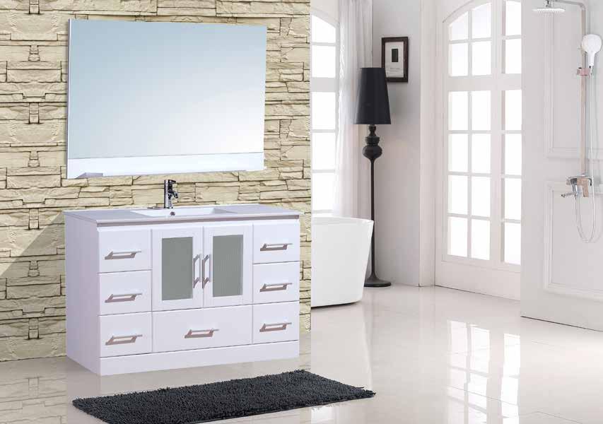 24,30, or 48 ALVA Floor Standing, All Wood Vanity with Frosted Glass Door Inlays.