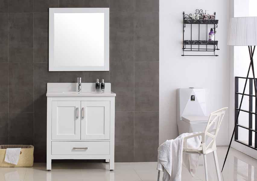 24,30,, 48 or 59 ASTORIA Solid Wood Bathroom Vanity, Quartz Top with White Rectangle Undermount Basin