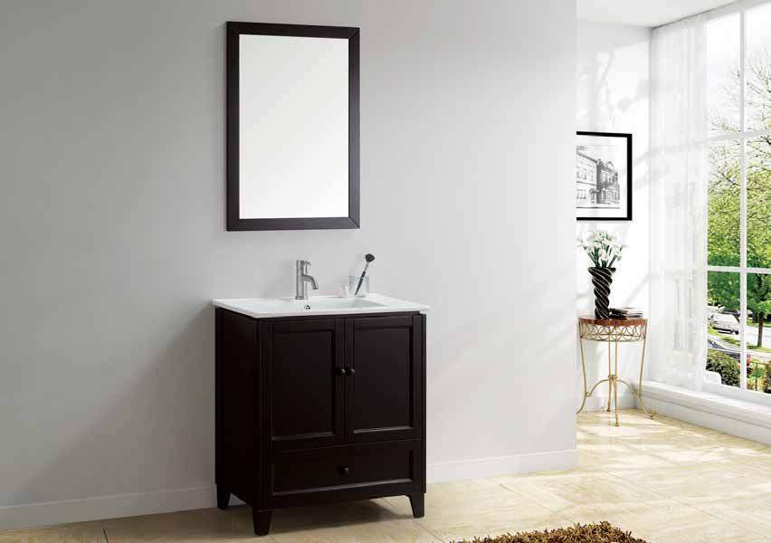 24,30 or LOMBARDI Floor Standing, All Wood Contemporary Vanity with One Piece