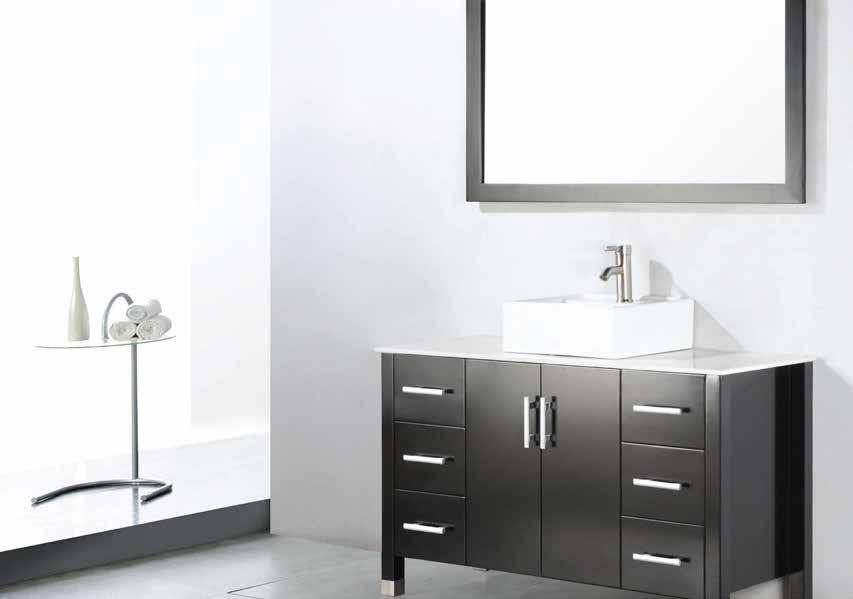 24, 30 or ADRIAN All Wood Vanity with Glass Top and Vessel or Quartz Top with Ceramic Vessel.