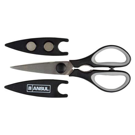 ANSUL Utility Scissors with Magnetic Holder Stainless Steel Construction / Jar Lid Opener Gripper / Serrated Edge for Tough Cuts /