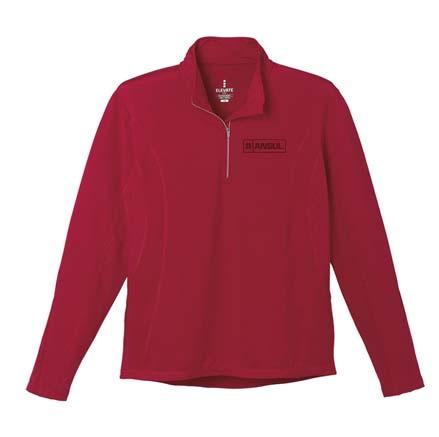 ANSUL ELEVATE Caltech Athletic Shirt - Color: Vintage Red ELEVATE Caltech Long Sleeve / Quarter Zip with Contrast Teeth Allowing You to Adjust Your Body Temperature / Interior Zipper Flap Protects