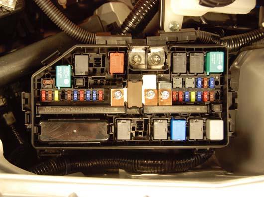 2. Locate the underhood fuse box, and remove the cover. 3. Locate the main fuse by referring to the diagram inside the fuse box cover. Emergency Procedures 4.