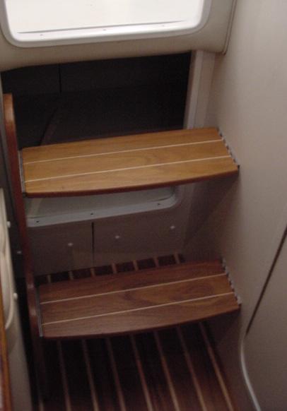 The aft berth is located behind the steps.