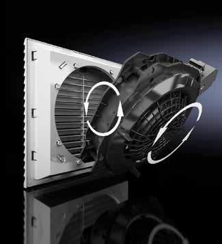 maintenance intervals UL Type 12 (IP 54) out of the box All fan models available with EMC shielding Air routing Intelligent combination of radial and axial