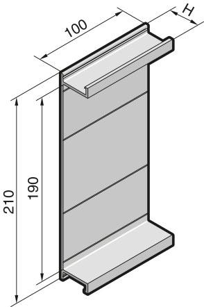 130 Height (H) 32 43 Cover section 2 May be cut to length individually, for clip-on mounting to the base tray for PLS system 800 A and 1600 A. Length (L) Packs of 700 2 9340.200 1100 2 9340.