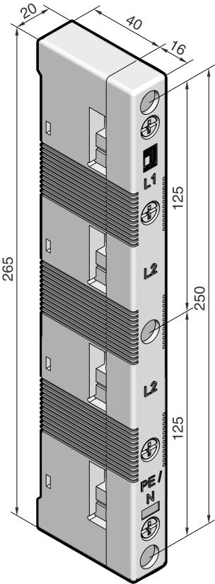 1 With attachment holes on the inside Design Packs of 1 Page Number of poles 4-pole Bar centre distance 60 For busbars E-Cu 12 x 5/10 1), 15 x 5 30 x 10 Tightening torque Assembly screw (M5 x 25)