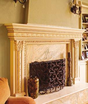 ABOVE BOTTOM: Richly expressed ornamentation in a simple full surround mantel.