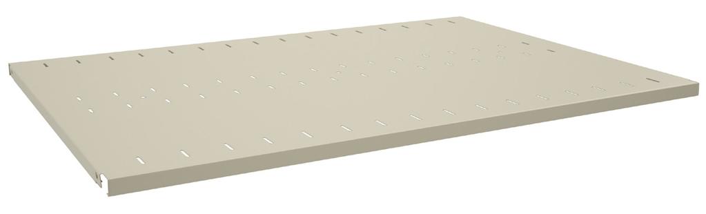 L&T PRECONFIGURED UNITS Open Shelf Filing, 76" High - 1 Gauge Shelves Slotted steel shelves (1 gauge) Height to top of bottom shelf: 3"; shelf placed 10 1/2"on center with 9 3/4" vertical filing