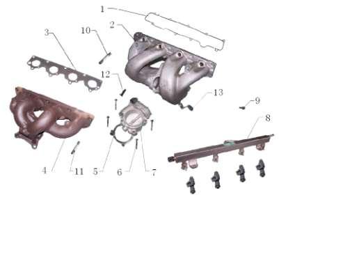 PARTS MANUAL ENGINE INTAKE AND EXHAUST SYSTEM Code name Description O'ty 484FDJ-JPQXT INTAKE AND EXHAUST SYSTEM 1 481F-1008028 WASHER - INTAKE MANIFOLD 1 2 481F-1008010 MANIFOLD ASSY - INLET 1 3