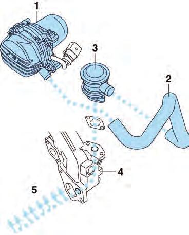 Up to the main catalytic converter, which is designed as an underfloor catalytic converter, all exhaust pipes are airgap insulated to prevent heat loss (see illustration for exhaust manifold in the