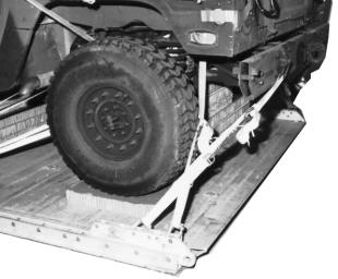 3-9. Lashing HMMWV to the Platform Lash the HMMWV to the platform as shown in Figure 3-9.