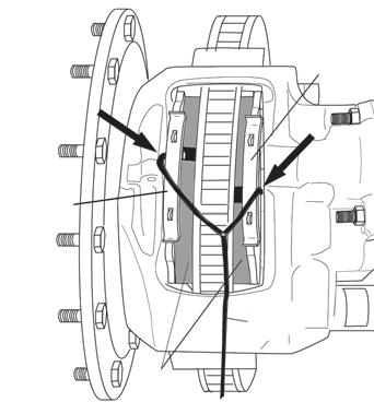 Installation: The longer branch of the wear indicator cable (see arrow) must be installed in the outboard pad.