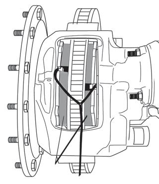 1 101 Outboard Pad Long Cable 12/1 12/1 FIGURE 36 - WEAR INDICATOR CABLE 2 3 12/2 12/2 12/1 2. Insert wear indicator sensors into the pads. 101 3.